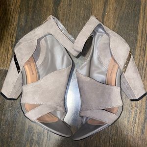 Call it spring gray suede heels